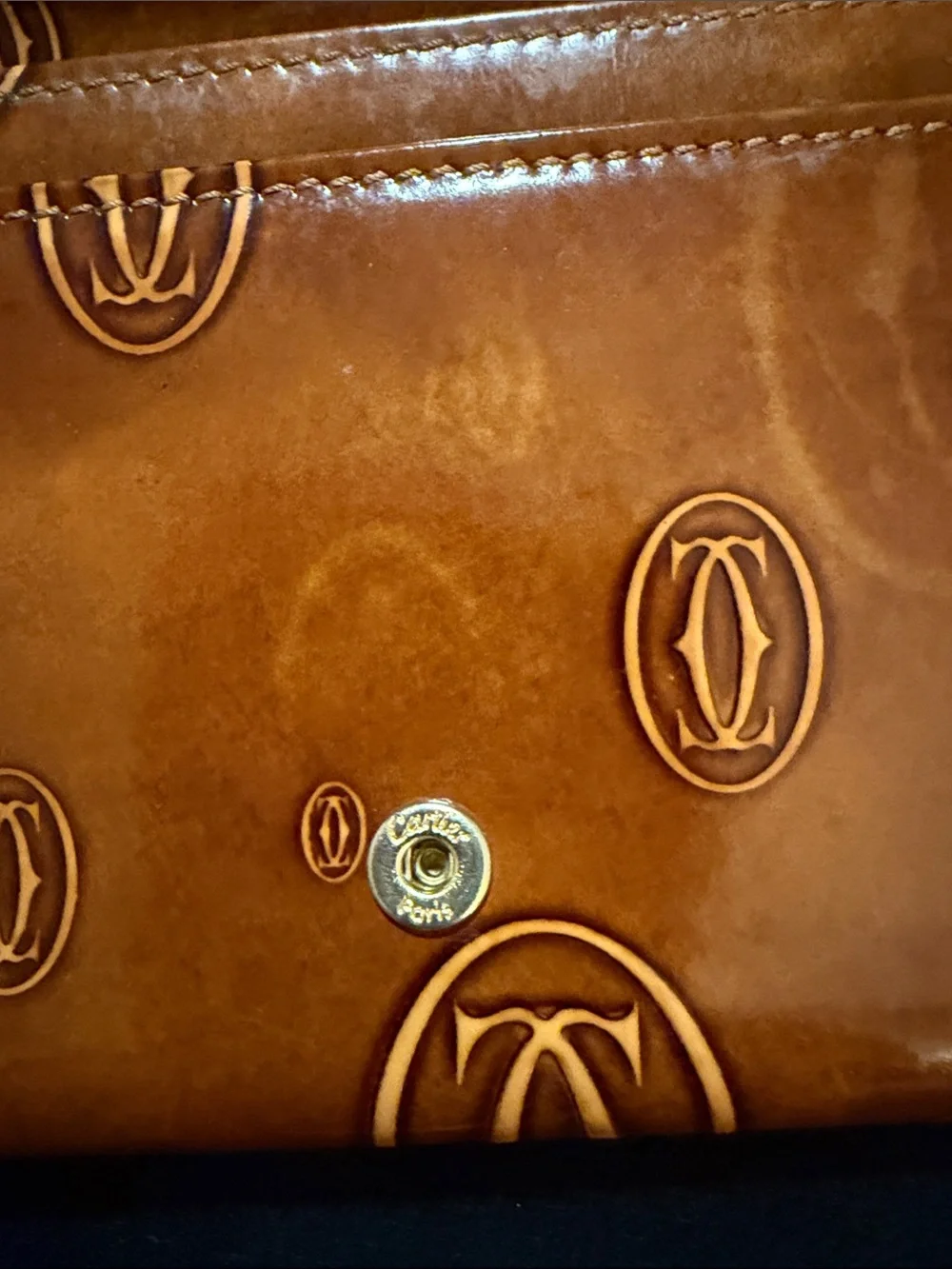 Cartier Cognac Brown Embossed Happy Birthday Edition Leather Wallet